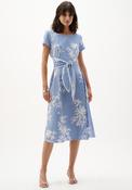 Joseph Ribkoff Floral Striped Fit and Flare Dress, Blue image
