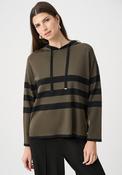 Joseph Ribkoff Striped Knit Hooded Jumper, Green image