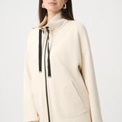 Joseph Ribkoff Scuba Jersey Funnel Neck Zip Jacket, Cream