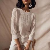 Joseph Ribkoff Open Stitch Knit Sweater, Beige