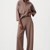 Joseph Ribkoff Scuba Jersey Wide Leg Jumpsuit, Mink Brown image