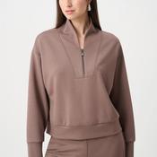 Joseph Ribkoff Jersey Half Zip Sweatshirt, Brown