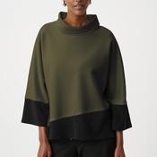 Joseph Ribkoff Scuba Colour Block Funnel Neck Sweatshirt, Green &amp; Black image