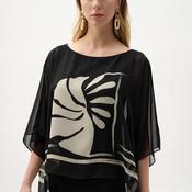 Joseph Ribkoff Sheer Tropical Print Poncho Top, Black