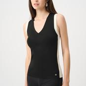 Joseph Ribkoff V Neck Contrast Stripe Fitted Top, Black image