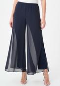 Joseph Ribkoff Chiffon Overlay Wide Leg Trousers, Navy image