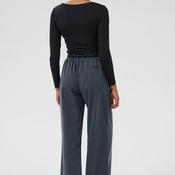 KAFFE Nevil Drawstring Straight Leg Trousers, Dark Grey image