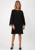 Kate &amp; Pippa Dakota Feather Cuff Mini Dress with Back Bow Detail, Black image