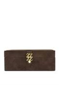 Katie Loxton Large Signature Suedette Jewellery Box, Chocolate Brown image