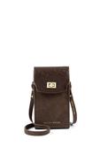 Katie Loxton Orin Twist Lock Suedette Slim Crossbody Bag, Chocolate Brown image