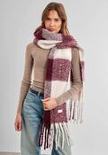 Katie Loxton Recycled Tassel Checked Scarf, Burgundy image