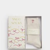 Katie Loxton Bow Snug Socks, Off White