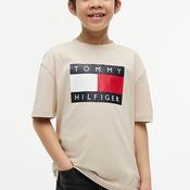 Tommy Hilfiger Boy Flag Logo Short Sleeve Tee, Beige image