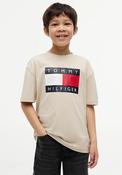 Tommy Hilfiger Boy Flag Logo Short Sleeve Tee, Beige image