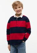 Tommy Hilfiger Boy Stripe Long Sleeve Polo, Red image