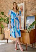 Kate Cooper Printed Ruched Midi Dress, Blue