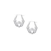 Kurate Claddagh Small Hinged Hoop Earrings, Silver image