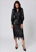 Kameya Twist Collar Lace Midi Dress, Black image