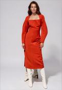 Kameya Square Neck Midi Dress, Rust image