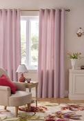 Laura Ashley Chenille Stripe Lined Eyelet 88x90” Curtains, Red image