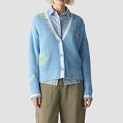 Le Comte Graphic Print Knit Cardigan, Blue