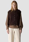 Le Comte Knitted with Button Placket Gilet, Brown image