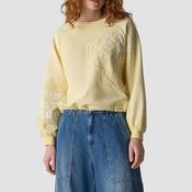 Le Comte Lace Appliqué Detail Sweatshirt, Yellow