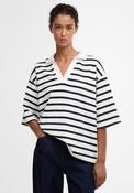 Barbour Womens Inez Stripe Collar Top, Cream and Navy image