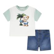 Levi’s Baby Boy Palm Tree Tee and Short Set, Cream Multi image