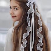 Little People Floral Comb Communion Headpiece, White