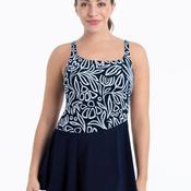 Anita Kista Mastectomy Print Swimming Dress, Navy image