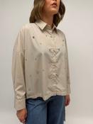 Malissa J One Size Button Up with Rhinestone Detail Shirt, Stone image