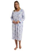 Marlon Leaf Fleece Long Sleeve Nightdress, Blue image