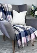 McNutt Of Donegal Merino Lambswool Chic Throw, Navy &amp; Pink image