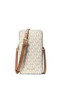 MICHAEL Michael Kors Jet Set Small Pebbled Leather Logo Crossbody Bag, Beige image
