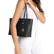 MICHAEL Michael Quinn Pebbled Leather Medium Tote Bag, Black.