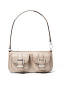 Michael Kors Zoe Pebbled Leather Pochette Shoulder Bag, Light Beige image