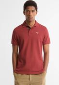 Barbour Mens Tartan Contrast Pique Polo Shirt, Rust Orange image