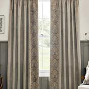 Morris &amp; Co Strawberry Thief Embroidery Lined Pencil Pleat Curtains, Biscuit