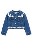 Mayoral Mini Girl Floral Denim Jacket, Blue image