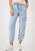 Monari Cuffed Leg Cargo Style Jeans, Light Blue Denim image