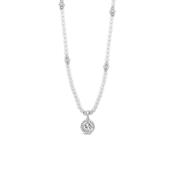 Absolute CZ Drop Pearl Necklace, Silver image