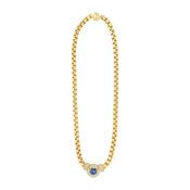 Absolute Blue CZ Halo Pendant Necklace, Gold image