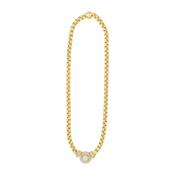 Absolute Opal CZ Halo Pendant Necklace, Gold image