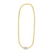 Absolute Box Chain Pavé Magnetic Closure Necklace, Gold image