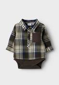 Name It Baby Boy Noland Long Sleeve Shirt Bodysuit, Brown image