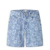 Name It Kid Girl Rose Denim Floral Long Denim Shorts, Blue