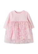 Name It Baby Girl Floral Tulle Long Sleeve Dress, Pink image