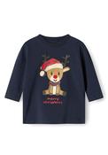 Name It Baby Boy Long Sleeve Reindeer Top, Navy image
