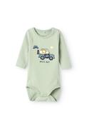 Name It Baby Boy Hollow Long Sleeve Bodysuit, Aqua Gray image